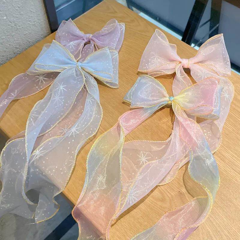 蝴蝶结发饰长飘带头绳少儿顶发夹女发绳发卡编发头饰丝带发带绑发
