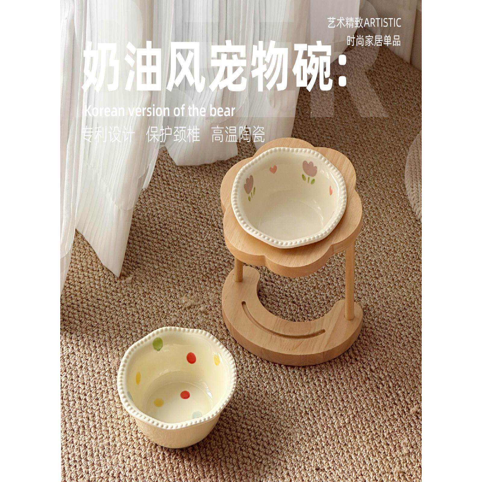 猫粮碗支架猫咪木质高脚保护颈椎小狗食盆防打翻宠物稳固防黑下巴