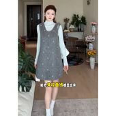 减龄甜美刺绣无袖 背心连衣裙女秋季 Wannvy 新款 半高领内搭上衣