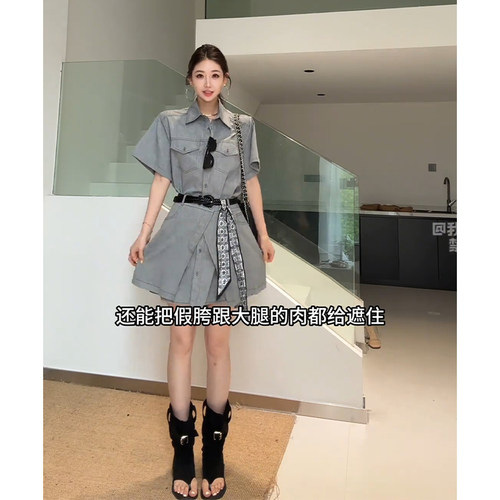 夏季小个子工装短袖显瘦两件套