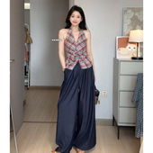 STUDIO 夏季 穿搭套装 JIAHUI 女炸街甜辣酷飒洋气牛仔阔腿裤 两件套