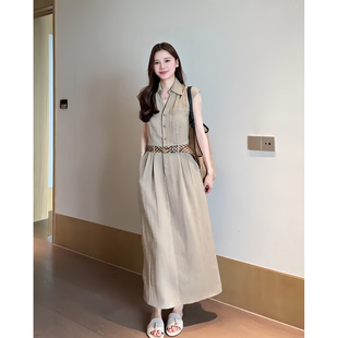 昕羽垚STUDIO 港味老钱风polo领简约休闲短袖连衣裙子女夏季裙子