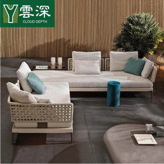 户外沙发庭院阳台室外休闲露台阳光房设计师花园转角藤编家具组合,住宅家具,户外沙发,淘宝优惠券,粉丝福利购,淘宝优惠卷