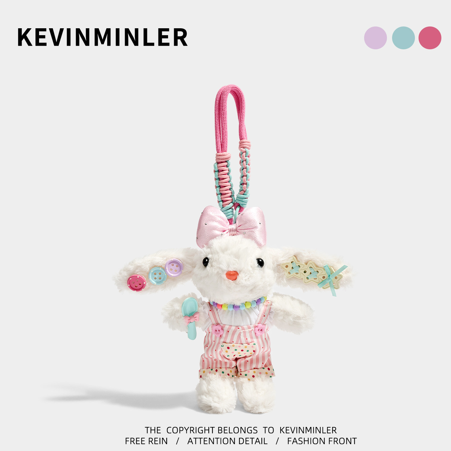 KEVINMINLER原创粉色少女心垂耳兔包包挂件大耳兔钥匙扣新年礼物,服饰配件/皮带/帽子/围巾,包挂件,淘宝优惠券,粉丝福利购,淘宝优惠卷