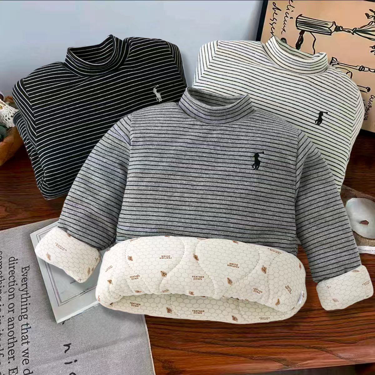 男童冬季打底衫夹棉加厚保暖衣