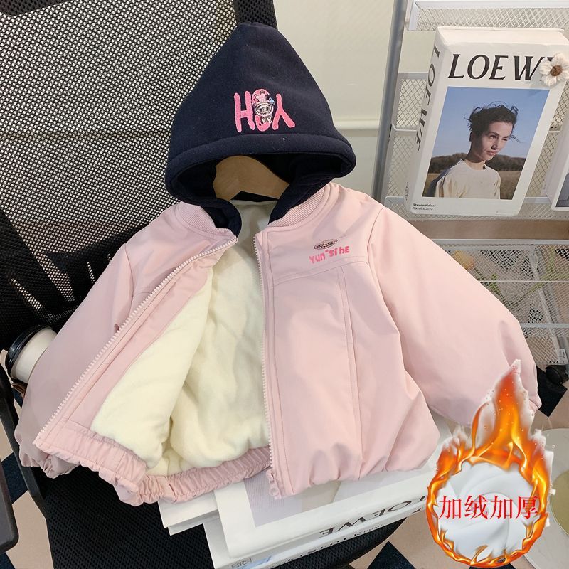 女童加绒外套冬款冲锋衣上衣