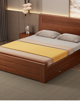 实木床1.5米主卧经济型双人床1.8m中式床单人床家用1.2出租房床架