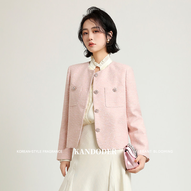 kandoder韩朵黛小香风外套女早春2026新款粗花呢短款千金风上衣,女装/女士精品,短外套,淘宝优惠券,粉丝福利购,淘宝优惠卷