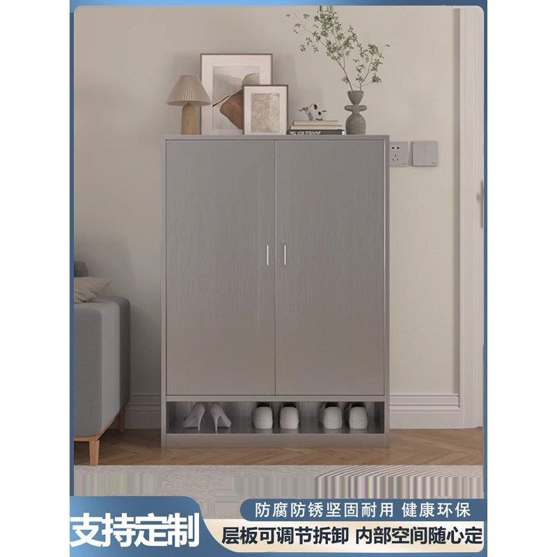 不锈钢鞋柜阳台家用门口入户收纳储物柜玄关一体收纳防晒防水鞋柜