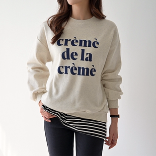 体恤潮 百搭显瘦打底衫 休闲风字母印花卫衣女长袖 宽松圆领上衣韩式