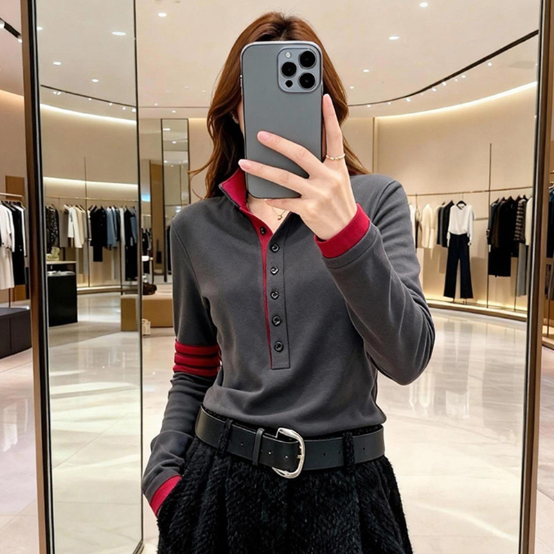 半高领长袖T恤女半开领打底衫潮