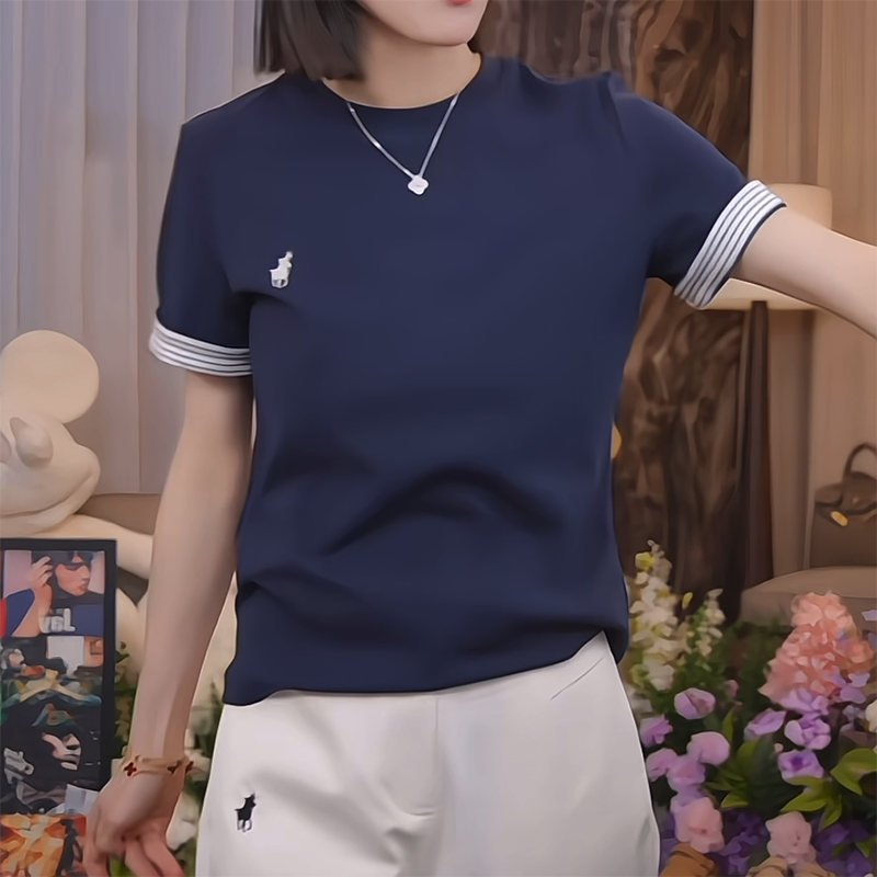 正肩短袖T恤女夏季小众休闲百搭