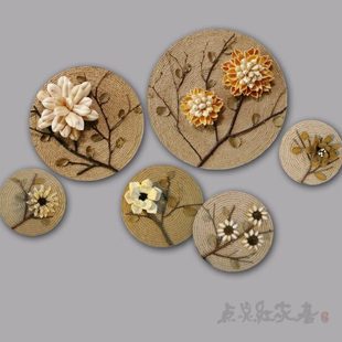 饰墙饰壁饰挂件 花好月圆东南亚干枝干花麻绳复古怀旧家居民宿装