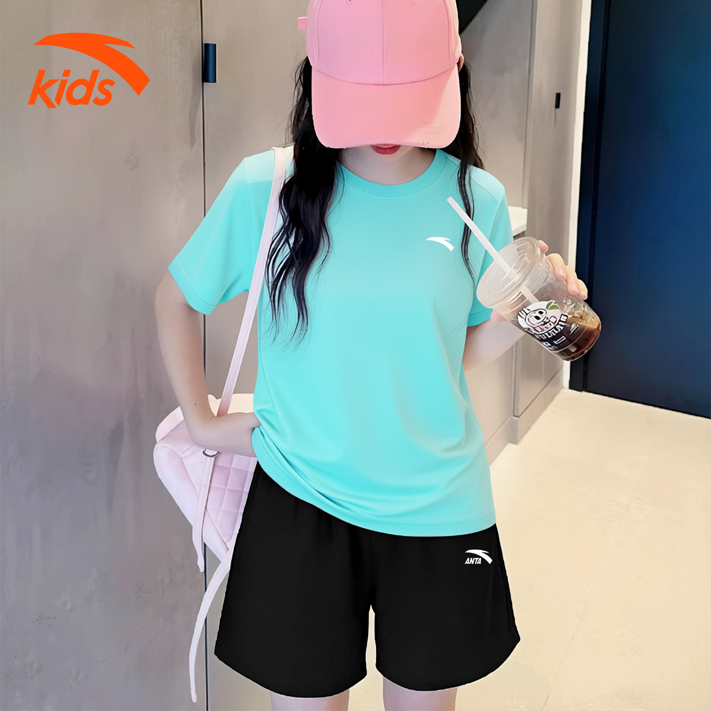 安踏儿童女童运动套装2026新款夏季速干衣女孩训练服儿童夏装薄