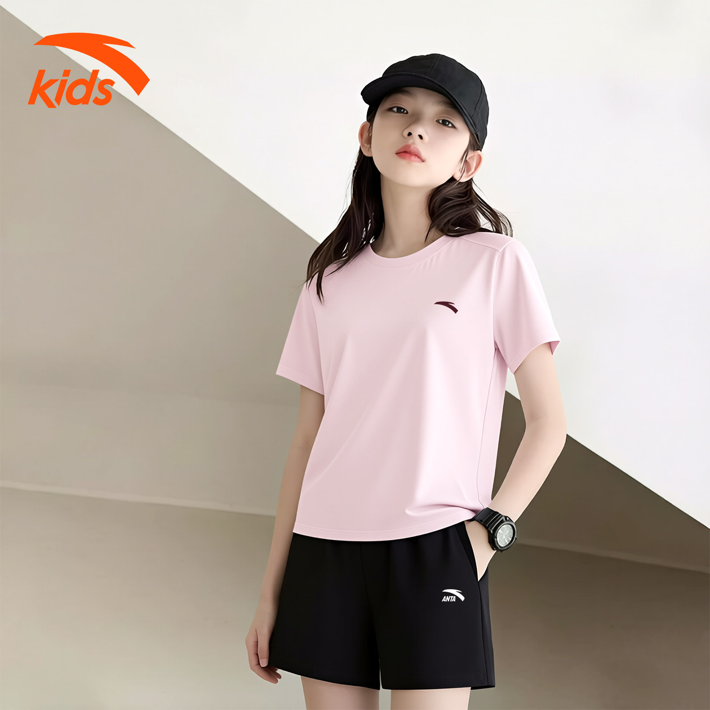 安踏儿童女童运动套装2026新款夏季速干衣女孩训练服儿童夏装薄