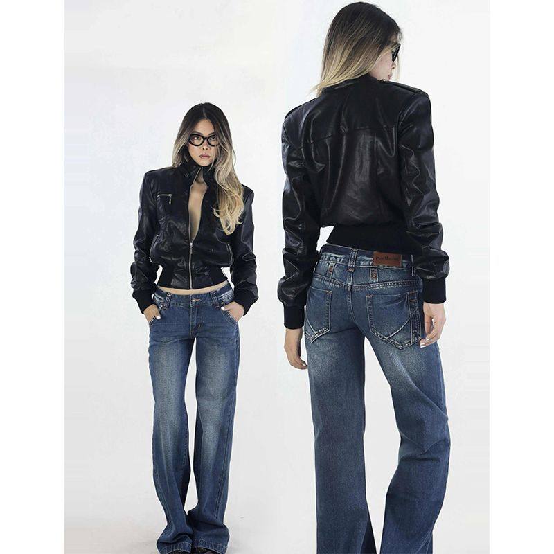 超重工的经典款夹克收腰垫肩皮衣秋冬上衣外穿朋克皮衣,女装/女士精品,短外套,淘宝优惠券,粉丝福利购,淘宝优惠卷