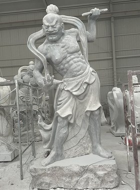 青石历史人物石雕塑哼哈二将十八罗汉二十四孝四大天王门神供奉