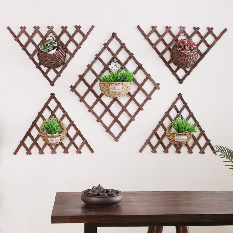网格阳台悬挂墙壁墙上花架实木防腐壁挂装饰绿萝墙面吊兰花盆挂式