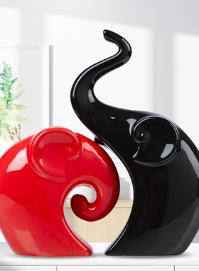 大象摆件陶瓷e家居创意客厅摆设茶几桌面鞋柜卧室内电视酒柜装饰