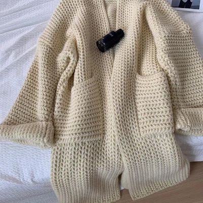 韩版复古中长款针织开衫
