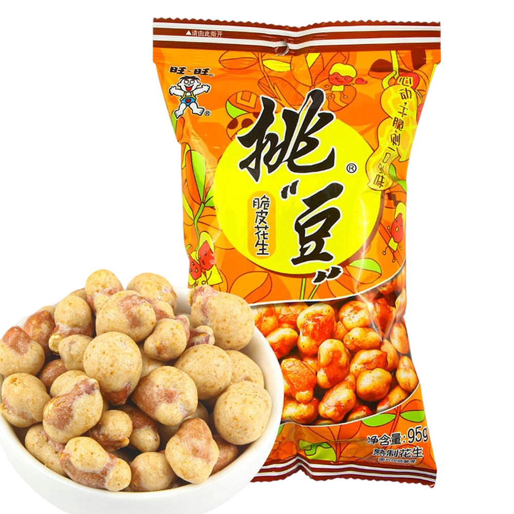 旺旺挑豆5包脆皮花生95g休闲零食小吃坚果炒货食品