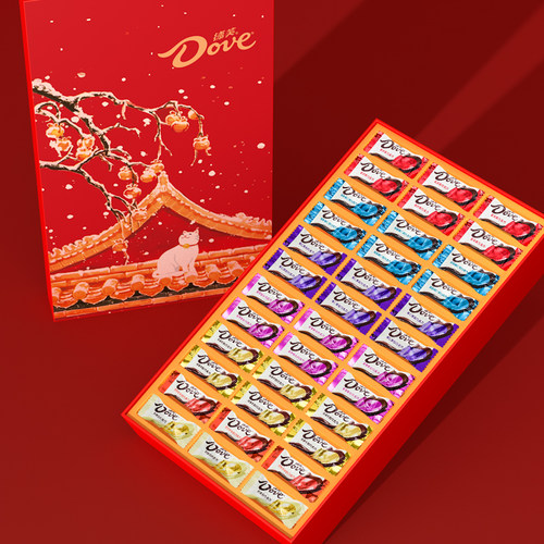 德芙巧克力红梅国风礼盒216g混合口味送亲友圣诞春节节日礼物零食