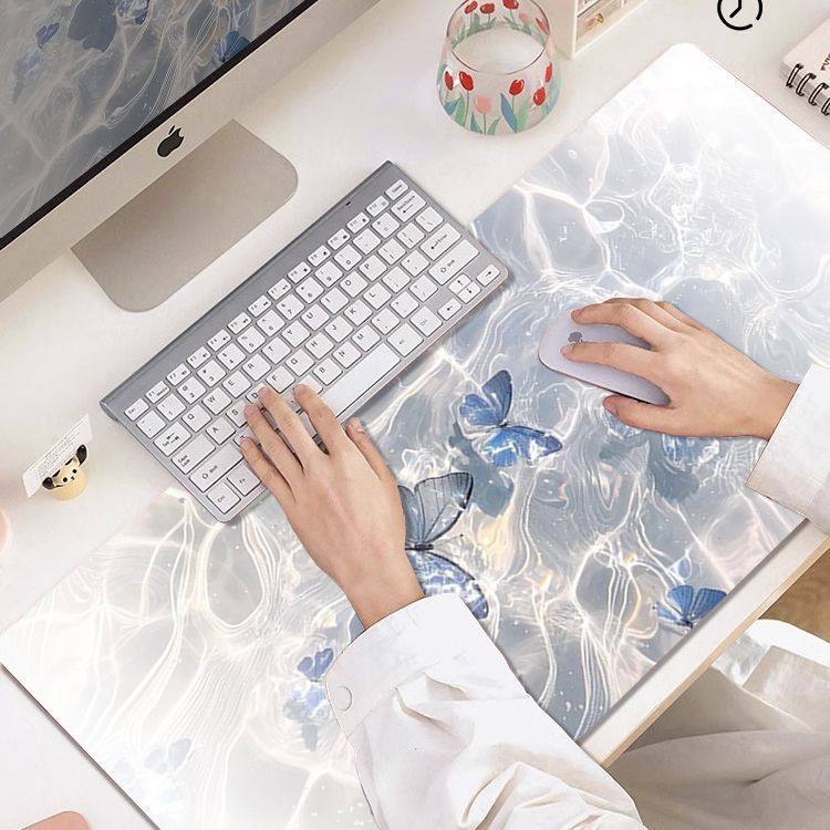 新款多风格设计蝴蝶浪花鼠标垫超大电竞游戏键盘垫电脑桌垫桌面垫