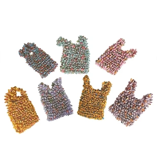 波点褶皱购物袋 大容量魔术伸缩泡泡袋褶皱包 超市手提袋环保袋