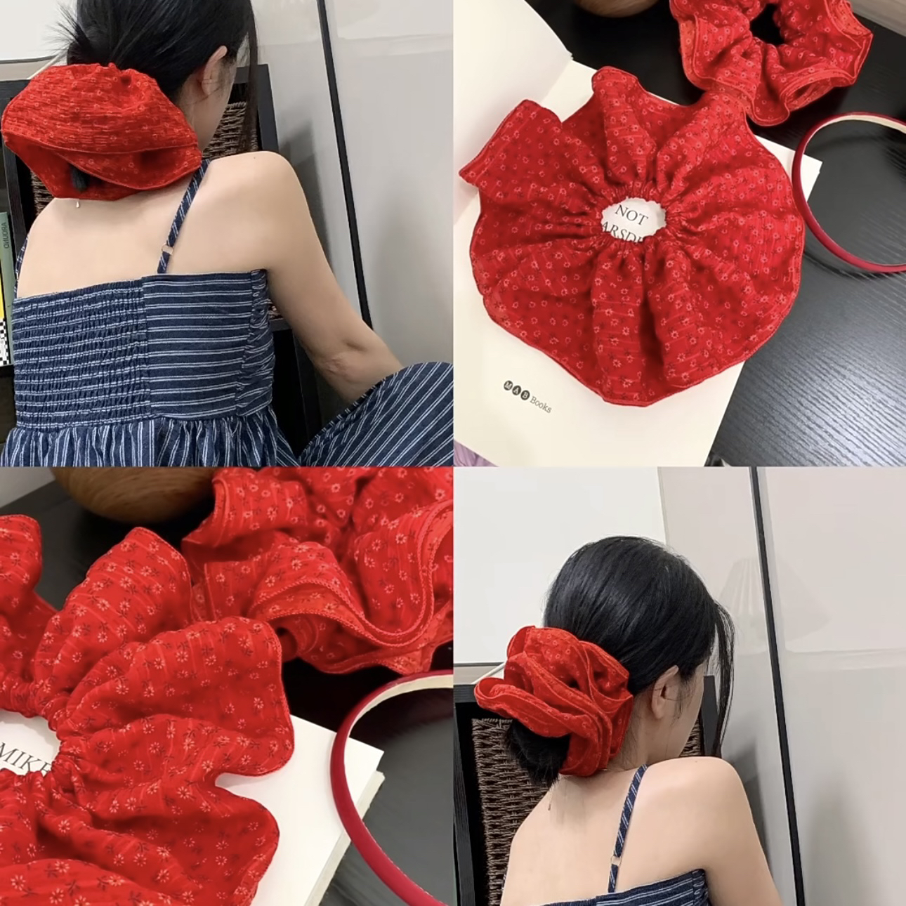 复古红色小花大肠发圈