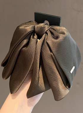 高级感纯色蝴蝶结气质优雅半扎发夹低马尾夹通勤百搭鲨鱼夹子抓夹