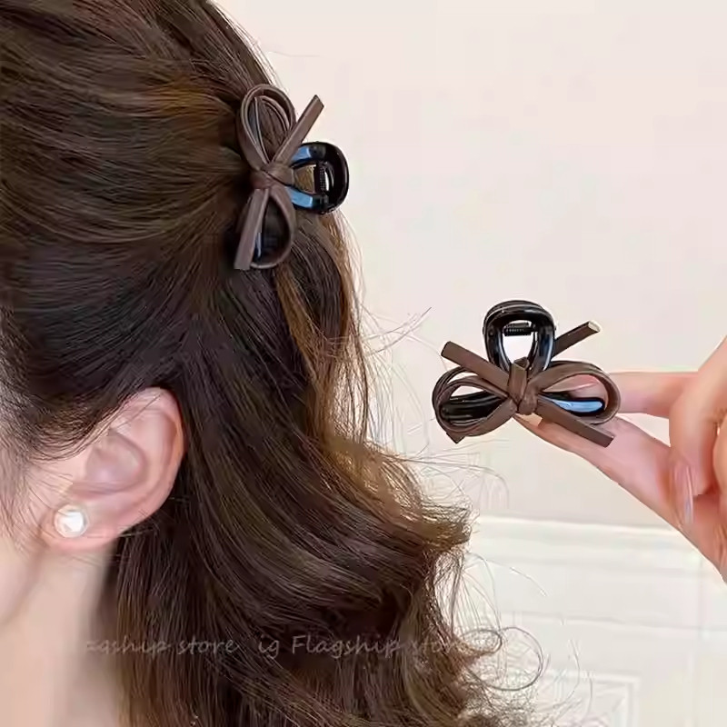 蝴蝶结半扎发抓夹女2025新款高级感发夹小号夹子发量少鲨鱼夹发饰