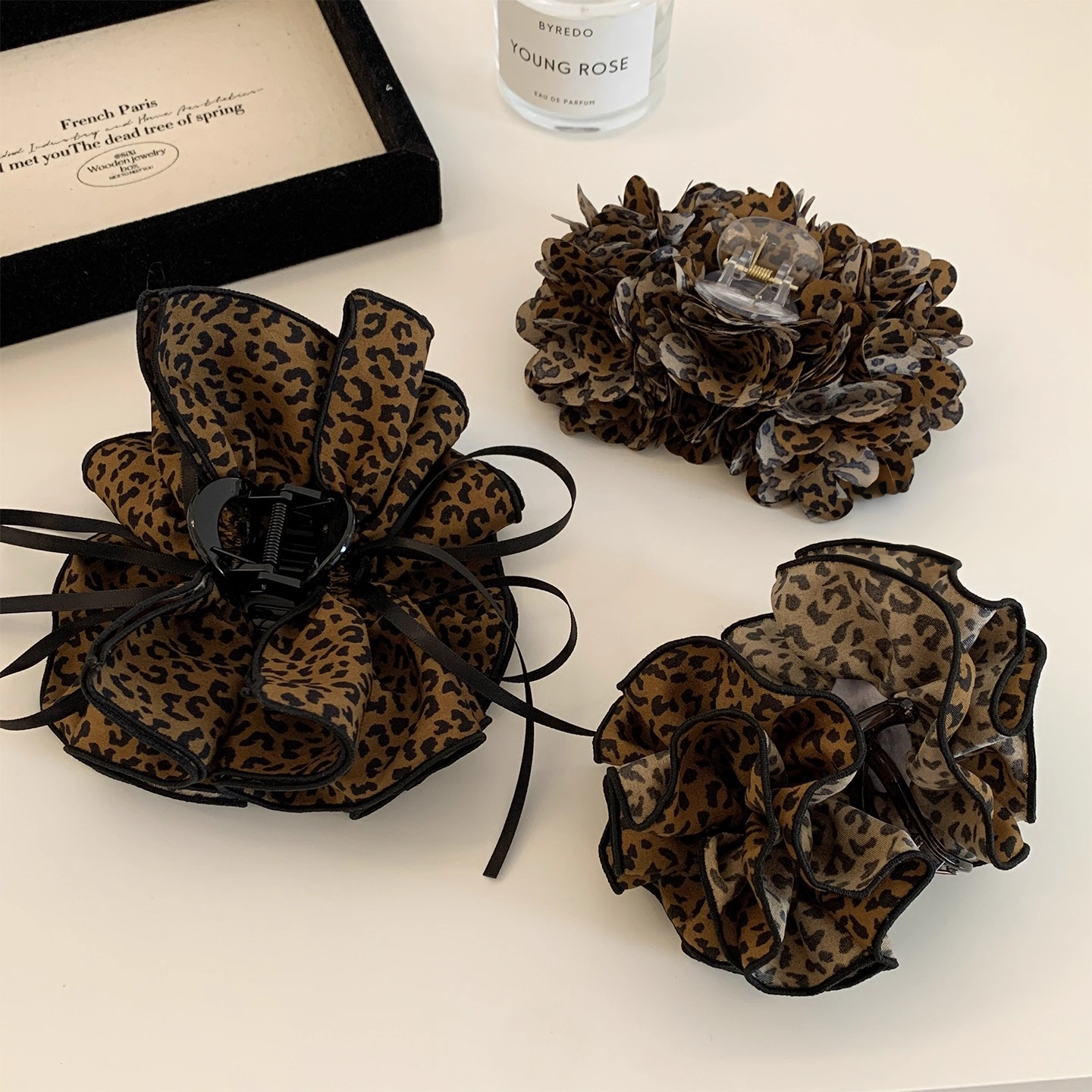 韩系豹纹蝴蝶结花朵抓夹女高级感后脑勺大号发夹香蕉夹头饰夹子