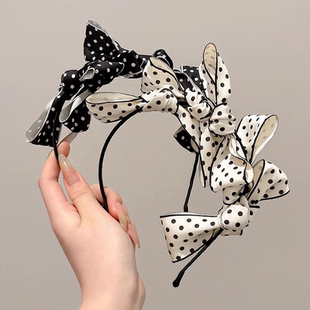 大蝴蝶结波点头箍显脸小发箍女2024新款夏款高级感洋气时尚减龄款