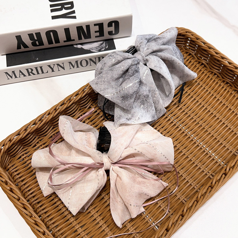 韩系折叠蝴蝶结后脑勺马尾抓夹时尚晕染飘带鲨鱼夹百搭日常盘发夹