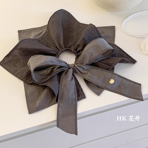 韩系灰色蝴蝶结方巾大肠发圈女高级感扎头发慵懒风超大发饰头绳