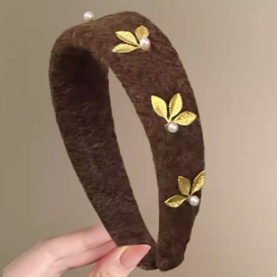 【一叶知秋】复古美拉德毛呢宽边发箍百搭洋气高级感压发头箍发卡