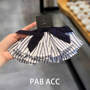 韩国学院风减龄撞色条纹蝴蝶结弹簧夹高端裙摆后脑勺半扎发夹顶夹