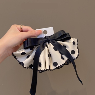 韩版时尚波点缎面裙摆发夹蝴蝶结弹簧夹发卡新款后脑勺顶夹女发饰