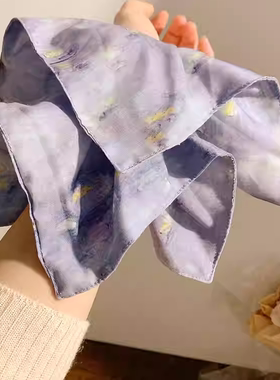 檀烟浸暮云~紫色方巾大肠发圈女新中式慵懒风头饰超大号方形发绳