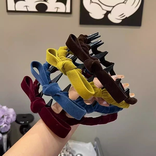 复古丝绒蝴蝶结发箍女2025新款感洗脸头箍带齿防滑发捆不勒头秋冬