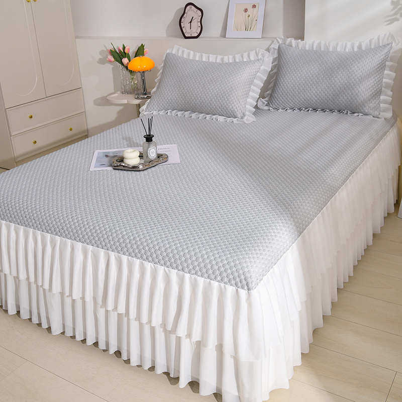 冰丝席冰凉豆豆凉席三件套床裙款夏天夏席子家用夏季双层纱凉感席,床上用品,冰丝席,淘宝优惠券,粉丝福利购,淘宝优惠卷