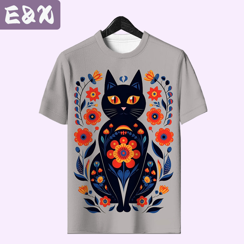 Sublimation Cat T-Shirts For Women Summer Casual Street Tops