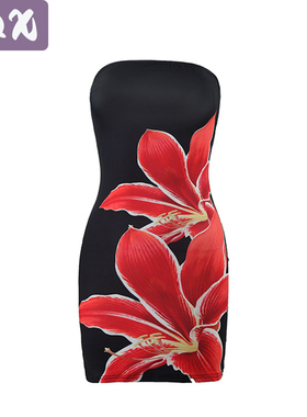 USA Women's Dress Floral Strapless Dress Summer Bra Dress