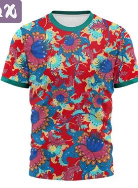 Women's T-Shirts With Floral Printing Crewneck Short Sleeves