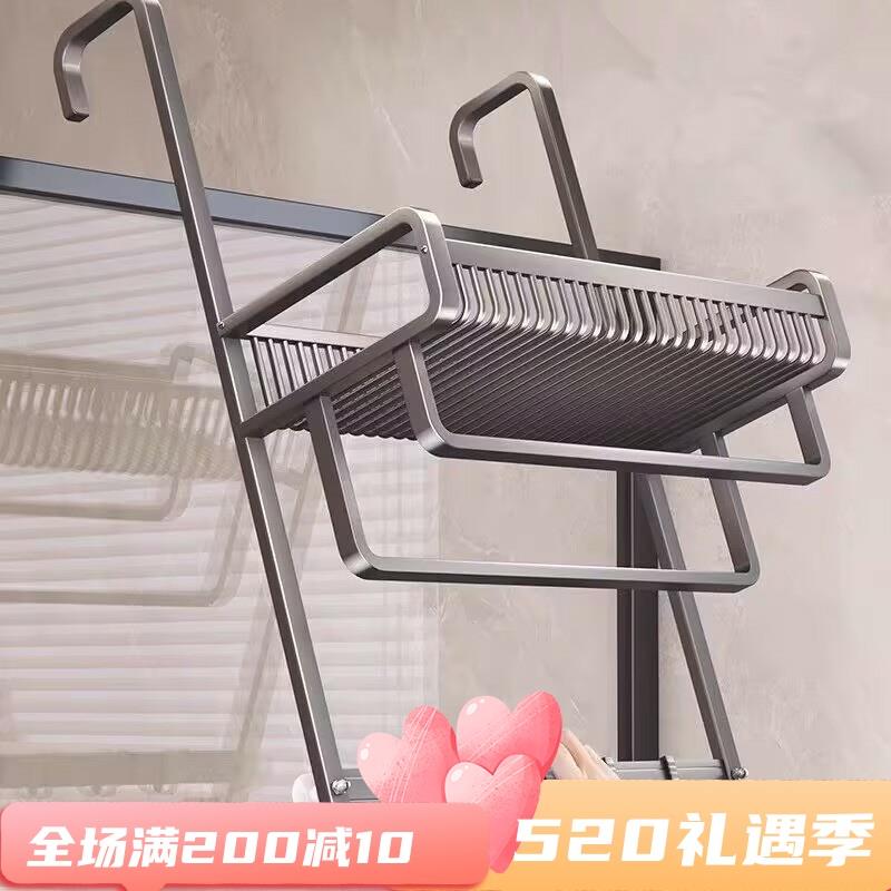 浴室毛巾架免打孔淋浴房玻璃门挂架厕所浴巾架毛巾杆卫生间置物架