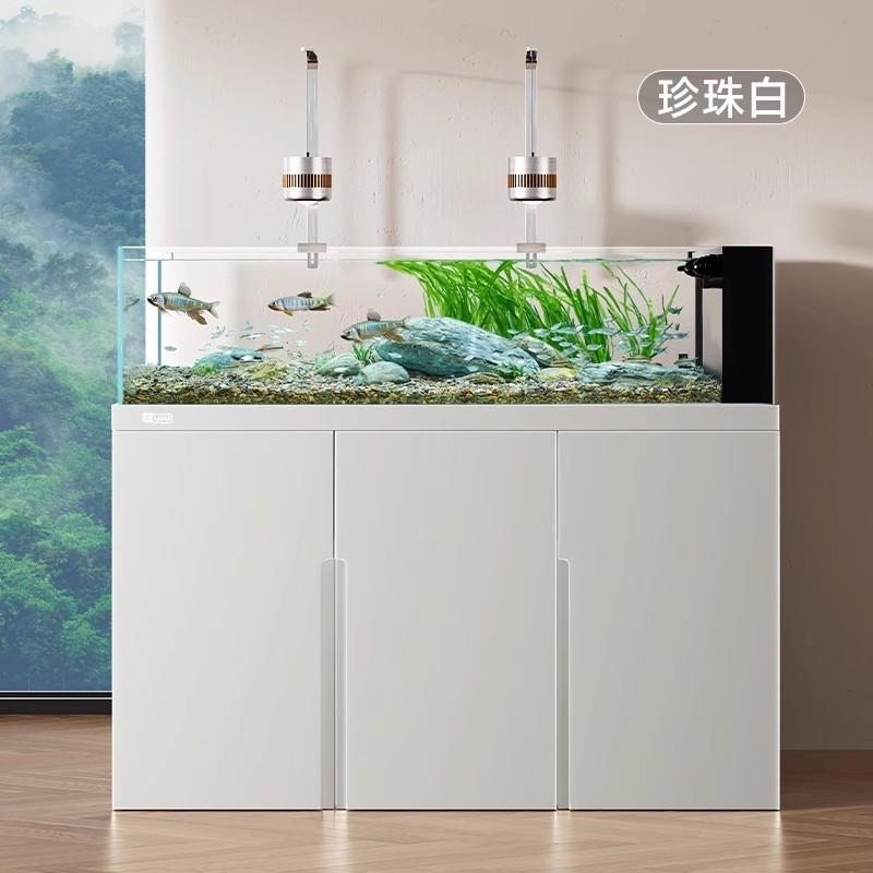 ye一体0ENE24新款鱼缸客厅溪流金2e晶超白水切底缸滤静电喷粉无甲