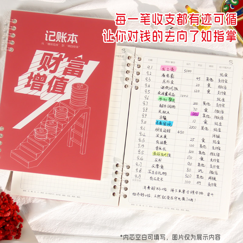 高小七 现金日记账本个人收入支出记帐本生意流水明细记账本做生意商用财富增值记账本收支记录