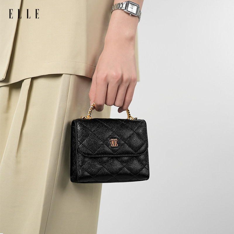ELLE2025年珐琅手柄中号链条斜挎时尚手提斜挎包日常通勤百搭包包