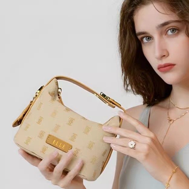 ELLE2025款【老花系列】复古印花经典百搭饭盒斜挎包百搭通勤女包