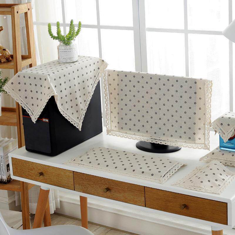 电脑罩防尘罩田园布艺台式液晶曲面显示器套盖布套装遮灰防尘布